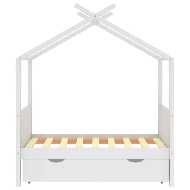 Cadre de lit enfant avec tiroir blanc pin massif 70x140 cm