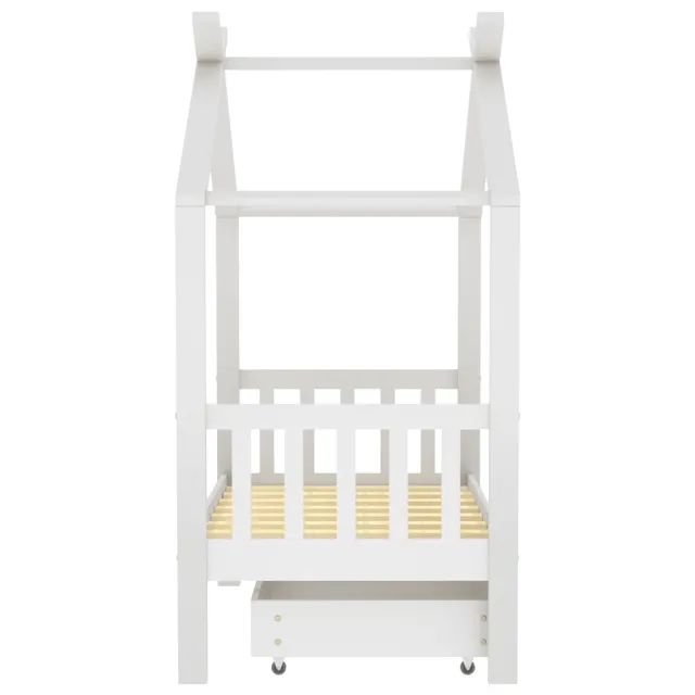 Cadre de lit enfant avec tiroir blanc pin massif 70x140 cm