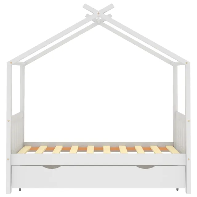 Cadre de lit enfant avec tiroir blanc pin massif 80x160 cm