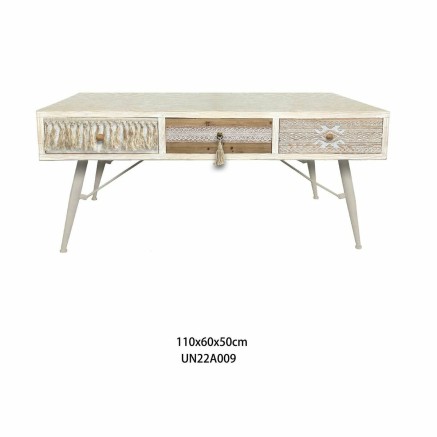 Table Basse DKD Home Decor Sapin Coton (110 x 60 x 50 cm) 2