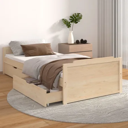 Cadre de lit sans matelas bois de pin massif 90x200 cm