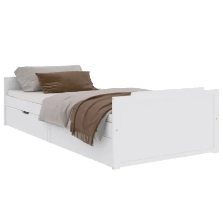Cadre de lit sans matelas blanc bois de pin massif 90x200 cm 2