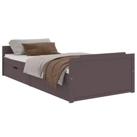 Cadre de lit sans matelas marron foncé bois pin massif 90x200cm