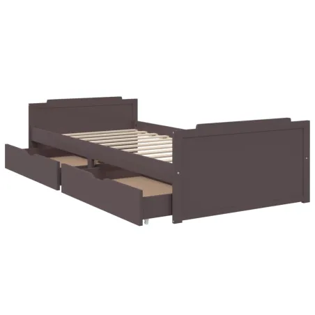 Cadre de lit sans matelas marron foncé bois pin massif 90x200cm