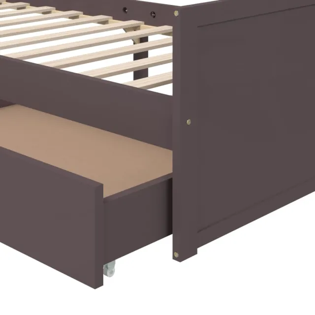 Cadre de lit sans matelas marron foncé bois pin massif 90x200cm