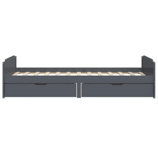 Cadre de lit sans matelas gris foncé bois pin massif 90x200cm