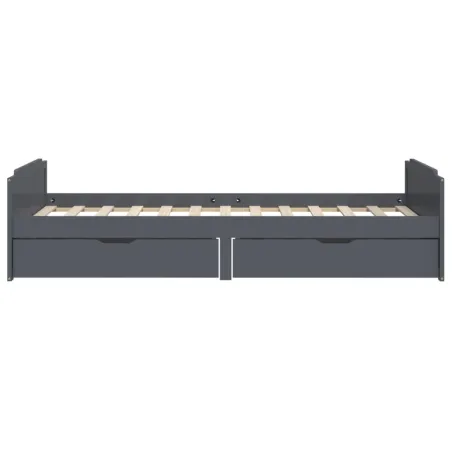 Cadre de lit sans matelas gris foncé bois pin massif 90x200cm