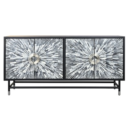 Buffet DKD Home Decor 160 x 40 x 80 cm Noir Gris Blanc Os Résine Bois