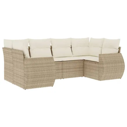 Salon de jardin avec coussins 6 pcs beige résine tressée 2