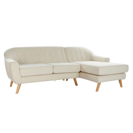 Divano Chaise Longue DKD Home Decor Crema Legno d'albero della gomma 2