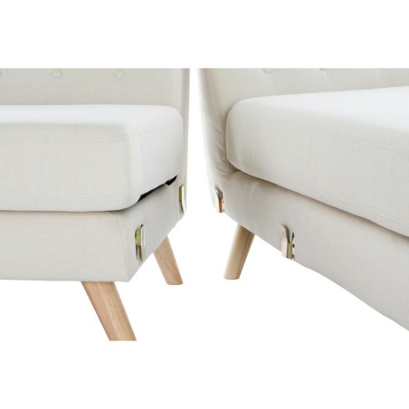 Sofá Chaise Longue DKD Home Decor Crema Madera de caucho 226 x 144 x