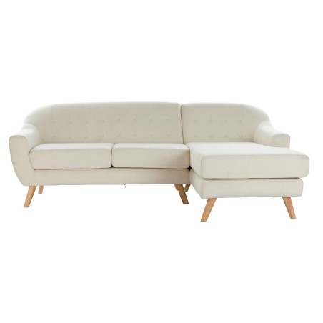 Divano Chaise Longue DKD Home Decor Crema Legno d'albero della gomma 2