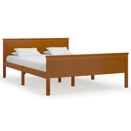 Cadre de lit sans matelas marron miel pin massif 120x200 cm 2