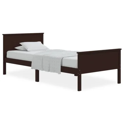Cadre de lit sans matelas marron foncé pin massif 100x200 cm 2