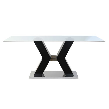 Eettafel DKD Home Decor Zwart Hout Gehard glas Hout MDF 180 x 90 x 76 2
