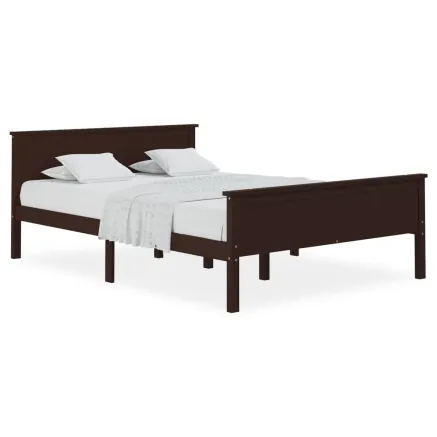Cadre de lit sans matelas marron foncé pin massif 160x200 cm 2