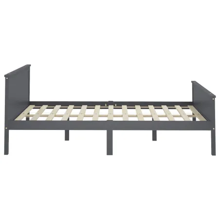 Cadre de lit sans matelas bois massif de pin gris 160x200 cm