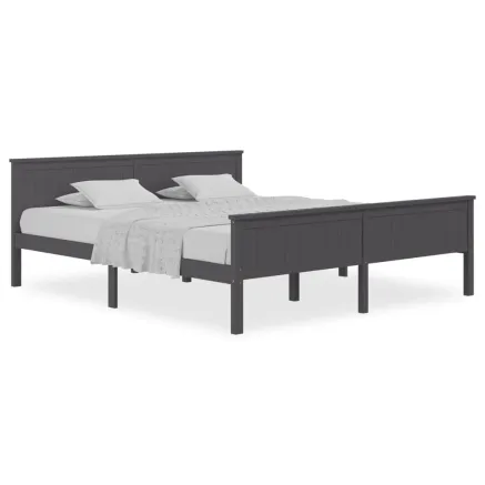 Cadre de lit sans matelas bois massif de pin gris 200x200 cm 2
