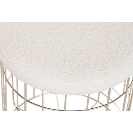 Reposapiés DKD Home Decor Beige Dorado Metal Poliéster Blanco Modern 2