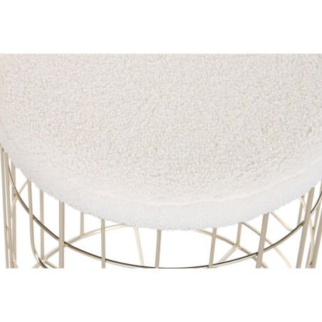Repose-pied DKD Home Decor Beige Doré Métal Polyester Blanc Moderne