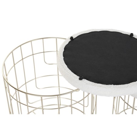 Poggiapiedi DKD Home Decor Beige Dorato Metallo Poliestere Bianco Mode