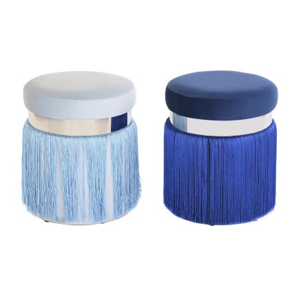 Fußstütze DKD Home Decor Silberfarben Metall Himmelsblau Marineblau