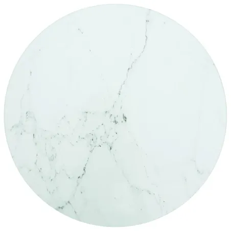 Dessus de table blanc Ø30x0,8cm verre trempé avec design marbre