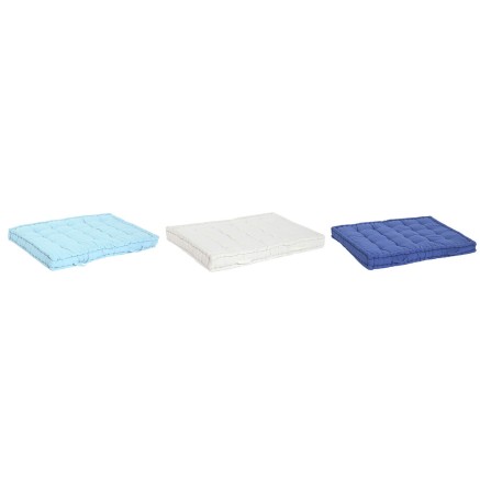 Cuscino da pavimento DKD Home Decor Azzurro Blu Marino Greige 110 x 78