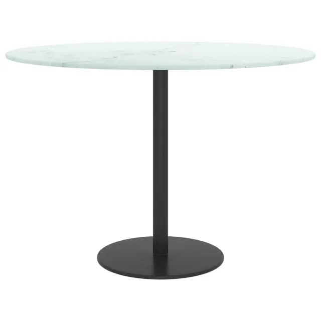 Dessus de table blanc Ø60x0,8cm verre trempé avec design marbre