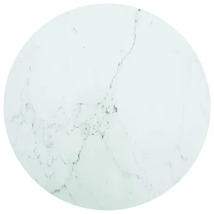 Dessus de table blanc Ø80x1 cm verre trempé avec design marbre