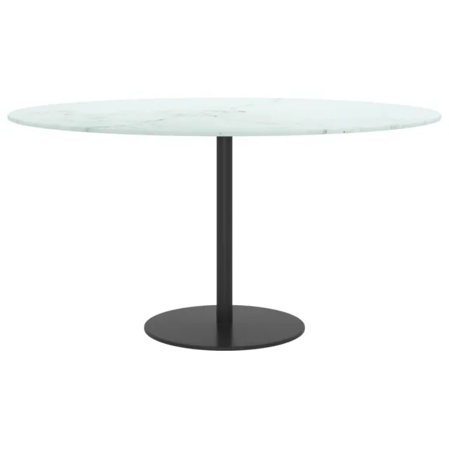 Dessus de table blanc Ø80x1 cm verre trempé avec design marbre
