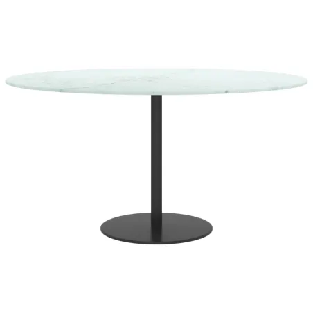 Dessus de table blanc Ø80x1 cm verre trempé avec design marbre