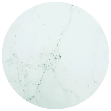 Dessus de table blanc Ø90x1 cm verre trempé avec design marbre