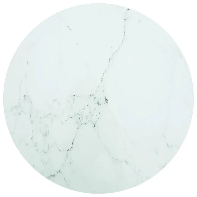 Dessus de table blanc Ø90x1 cm verre trempé avec design marbre