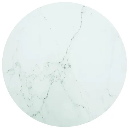 Dessus de table blanc Ø90x1 cm verre trempé avec design marbre
