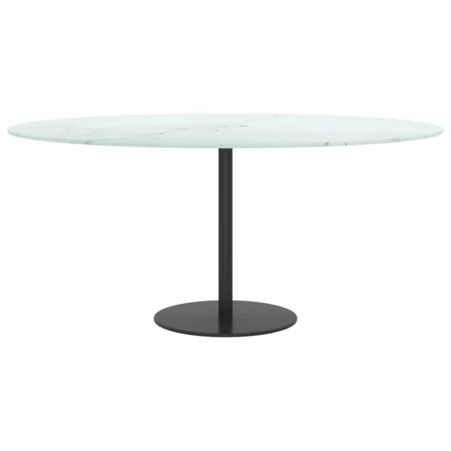 Dessus de table blanc Ø90x1 cm verre trempé avec design marbre