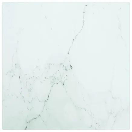 Dessus de table blanc 30x30 cm 6 mm verre trempé design marbre