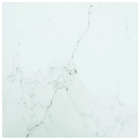 Dessus de table blanc 30x30 cm 6 mm verre trempé design marbre
