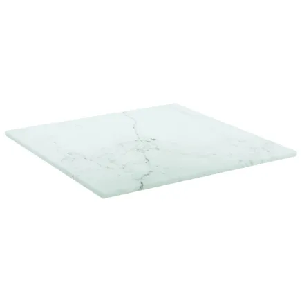 Dessus de table blanc 30x30 cm 6 mm verre trempé design marbre 2