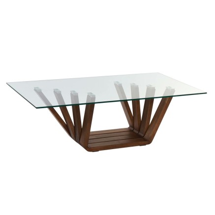 Tavolino da Caffè DKD Home Decor Cristallo Legno di noce Alluminio 13