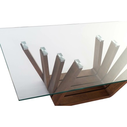 Table Basse DKD Home Decor Verre Noyer Aluminium 130 x 70 x 42 cm 2