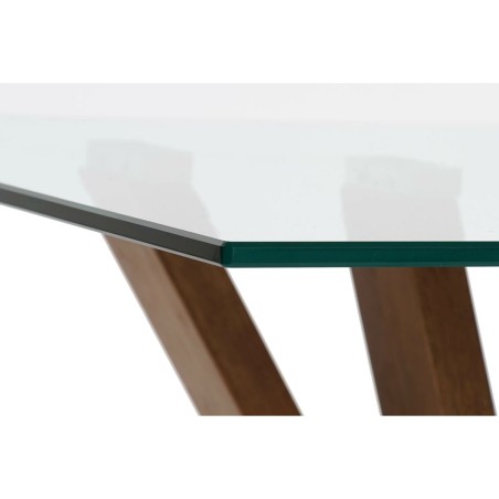 Tavolino da Caffè DKD Home Decor Cristallo Legno di noce Alluminio 13