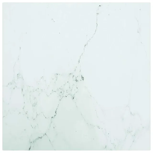 Dessus de table blanc 40x40 cm 6 mm verre trempé design marbre