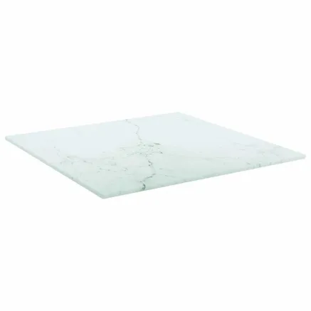 Dessus de table blanc 40x40 cm 6 mm verre trempé design marbre 2