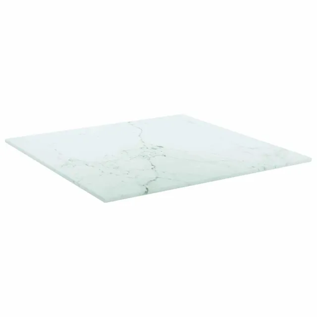Dessus de table blanc 40x40 cm 6 mm verre trempé design marbre