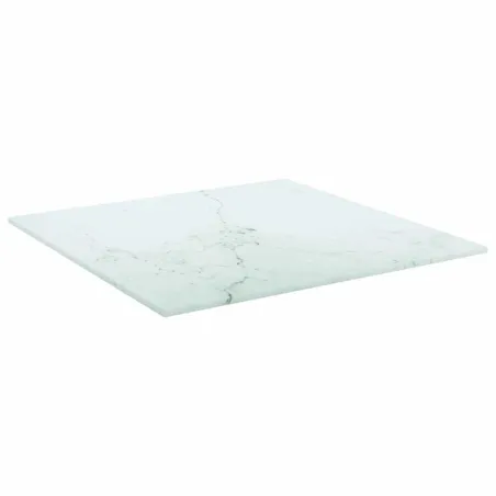 Dessus de table blanc 40x40 cm 6 mm verre trempé design marbre