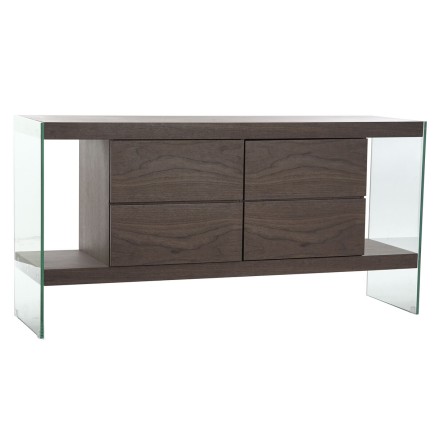 Aparador DKD Home Decor Marrón Transparente Cristal Nogal Madera MDF