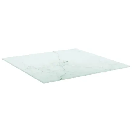 Dessus de table blanc 50x50 cm 6 mm verre trempé design marbre 2