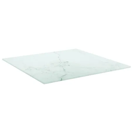 Dessus de table blanc 50x50 cm 6 mm verre trempé design marbre