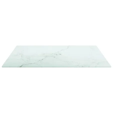 Dessus de table blanc 50x50 cm 6 mm verre trempé design marbre